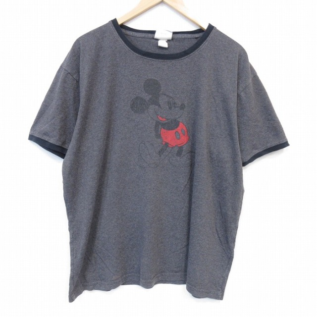 00s 半袖Tシャツ ディズニー ミッキー グレー メンズXL相当 | 古着