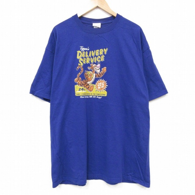 ディズニー 00s 半袖Tシャツ くまのプーさん ブルー メンズXL相当 | 古着