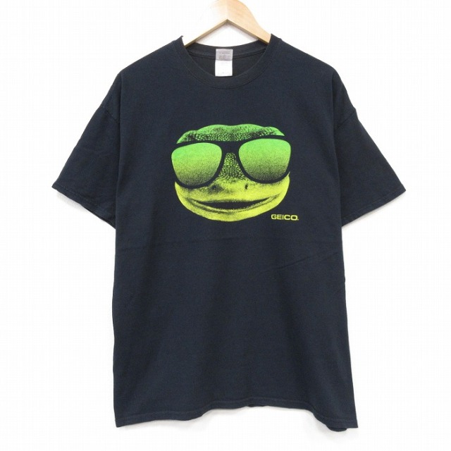 00s 半袖Tシャツ トカゲ ネイビー メンズXL相当 | 古着