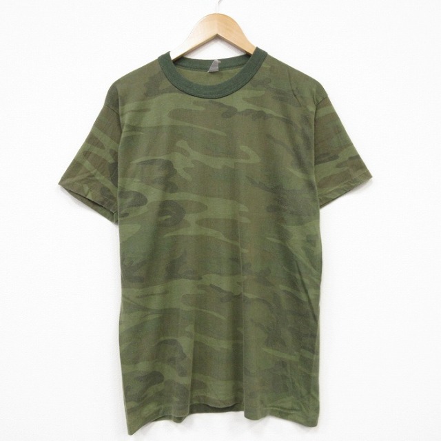 80s 半袖Tシャツ ウッドランドカモ カーキ メンズM相当 | 古着