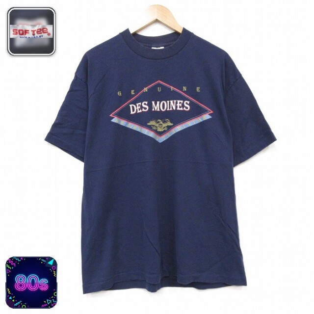 80s 半袖Tシャツ DES ネイビー メンズXL相当 | 古着