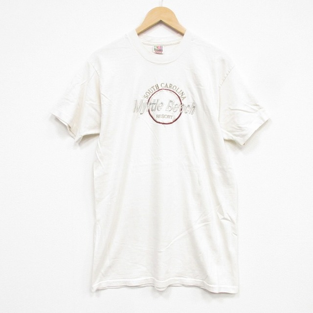フルーツオブザルーム 90s 半袖Tシャツ マートルビーチ刺繍 ベージュ メンズM相当 | 古着