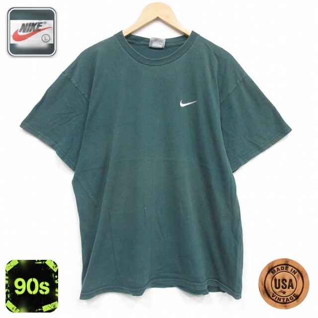 ナイキ 90s 半袖Tシャツ ワンポイントロゴ グリーン メンズXL相当 | 古着