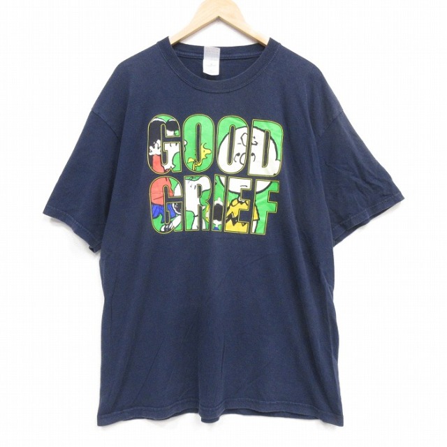 半袖Tシャツ スヌーピーチャーリーブラウン ネイビー メンズXL相当 | 古着
