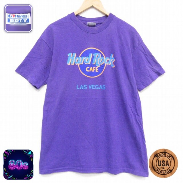 ヘインズ 80s 半袖Tシャツ ハードロックカフェ パープル メンズXL相当 | 古着