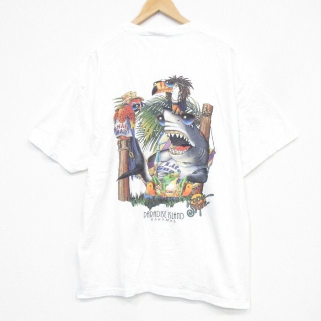 ヘインズ 00s 半袖Tシャツ サメ ホワイト メンズXL相当 | 古着
