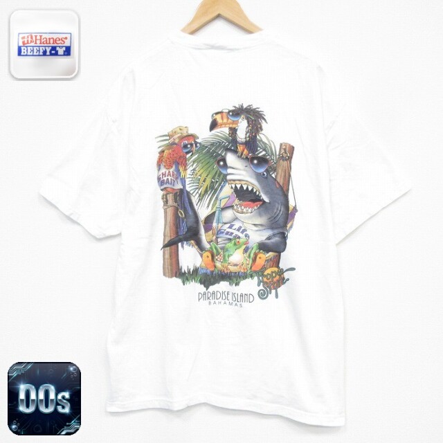 ヘインズ 00s 半袖Tシャツ サメ ホワイト メンズXL相当 | 古着