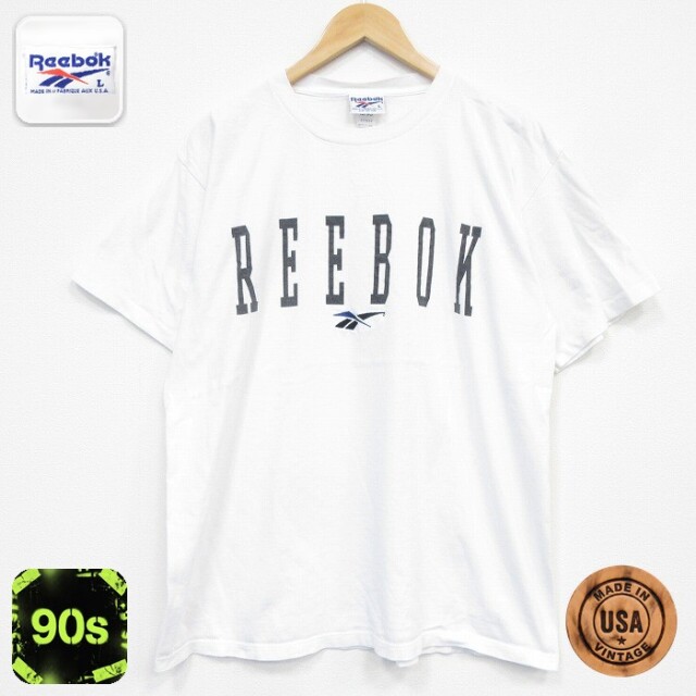 リーボック 90s 半袖Tシャツ ビッグロゴ ホワイト メンズXL相当 | 古着