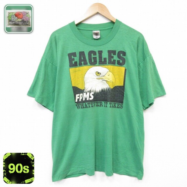 フルーツオブザルーム 90s 半袖Tシャツ 鳥 グリーン メンズXL相当 | 古着