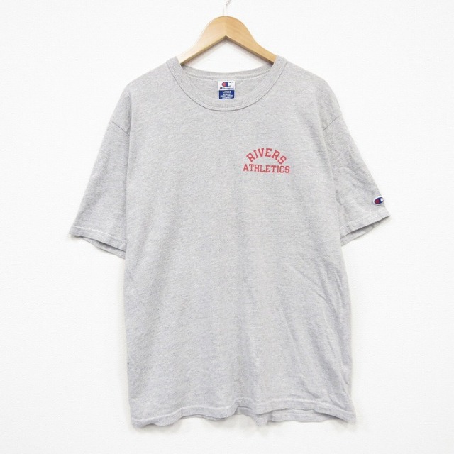 L★古着 チャンピオン champion 半袖 ビンテージ Tシャツ メンズ 90年代 90s RIVERS クルーネック グレー 霜降り【spe】 26jul15