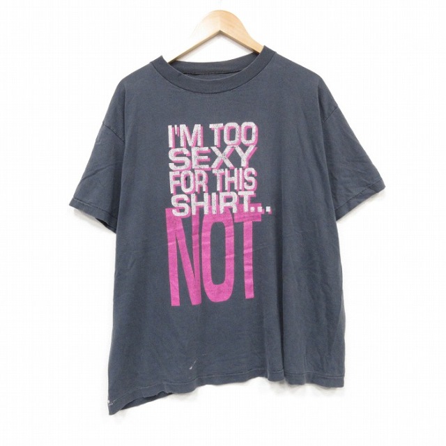 90s 半袖Tシャツ メッセージ グレー メンズXL相当 | 古着
