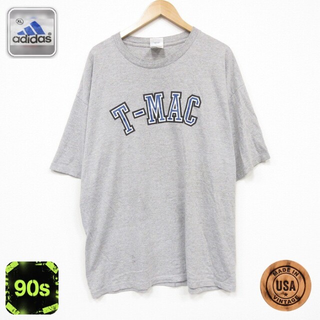 アディダス 90s 半袖Tシャツ TMAC 霜降りグレー メンズXL相当 | 古着