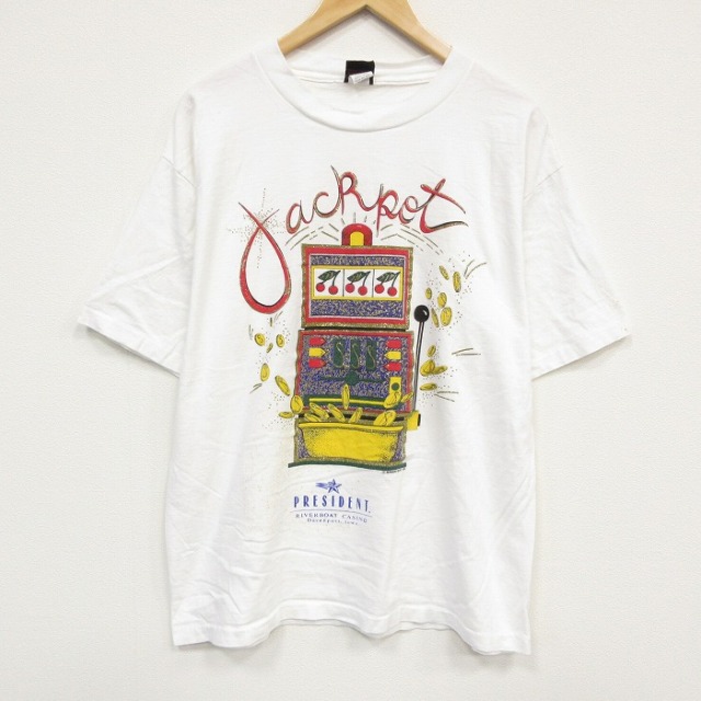 90s 半袖Tシャツ ジャックポット ホワイト メンズXL相当 | 古着