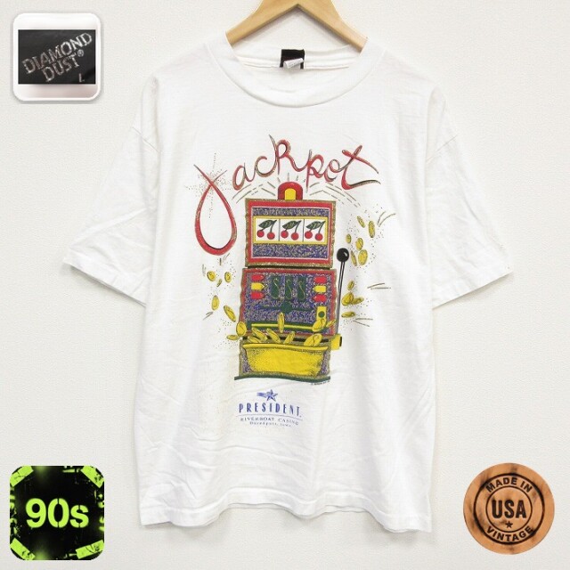 90s 半袖Tシャツ ジャックポット ホワイト メンズXL相当 | 古着