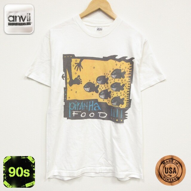 90s 半袖Tシャツ 魚 ホワイト メンズM相当 | 古着