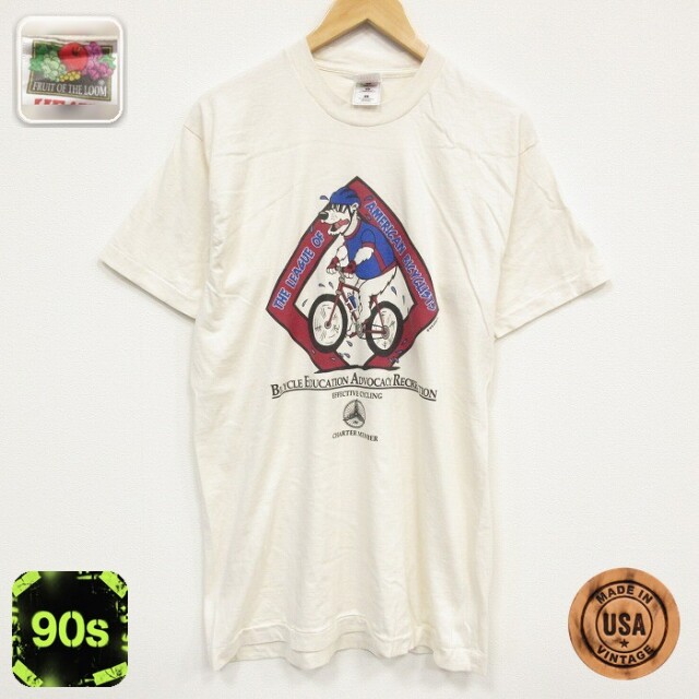 フルーツオブザルーム 90s 半袖Tシャツ 犬 ベージュ メンズL相当 | 古着