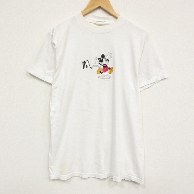 ディズニー 00s 半袖Tシャツ ミッキー刺繍 ホワイト メンズL相当 | 古着
