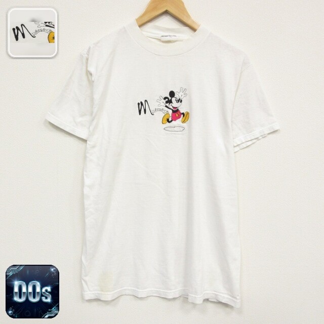 ディズニー 00s 半袖Tシャツ ミッキー刺繍 ホワイト メンズL相当 | 古着