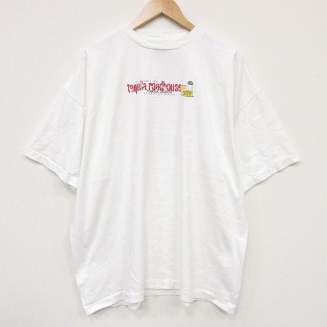 XL★古着 半袖 ビンテージ Tシャツ メンズ 90年代 90s テキーラ 大きいサイズ コットン クルーネック ホワイト【spe】 26jul15