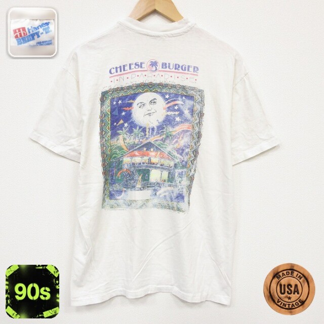 ヘインズ 90s 半袖Tシャツ チーズバーガー ホワイト メンズL相当 | 古着