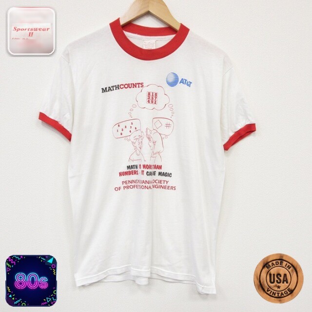 80s 半袖Tシャツ MATHCOUNTS ホワイト メンズL相当 | 古着