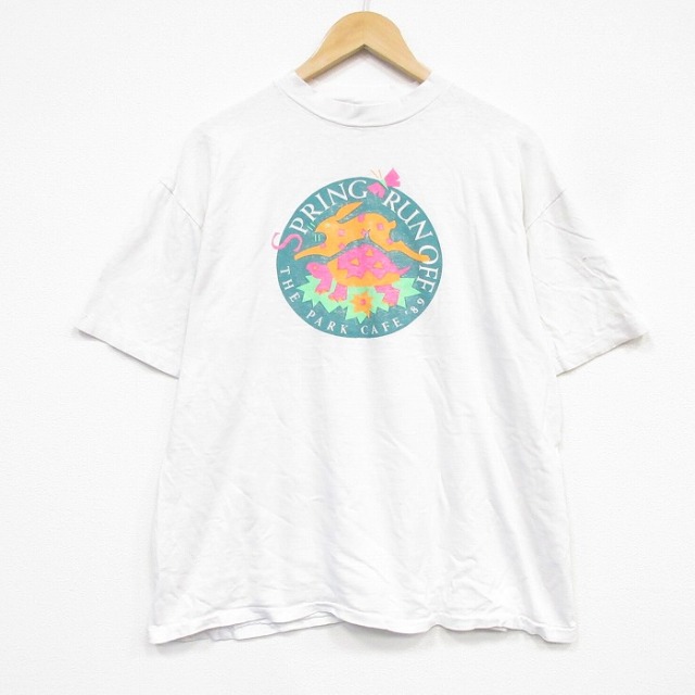 ヘインズ 80s 半袖Tシャツ ウサギカメ ホワイト メンズXL相当 | 古着