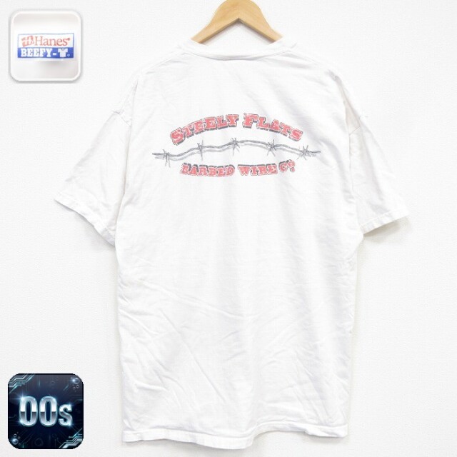 ヘインズ 00s 半袖Tシャツ 有刺繍線 ホワイト メンズXL相当 | 古着