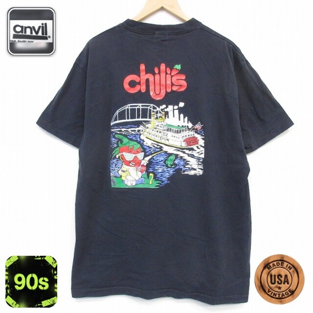 90s 半袖Tシャツ チリーズ ブラック メンズXL相当 | 古着