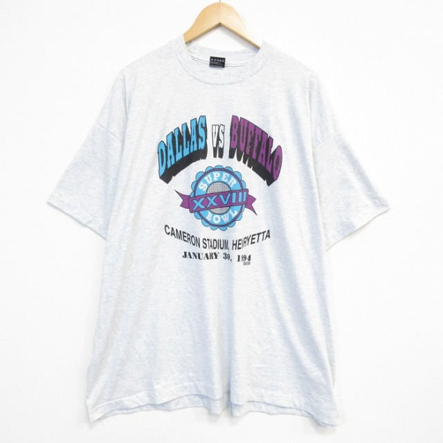 フルーツオブザルーム 90s 半袖Tシャツ スーパーボウル グレー メンズXL相当 | 古着