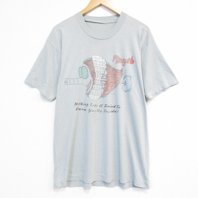 80s 半袖Tシャツ イノシシ グレー メンズXL相当 | 古着