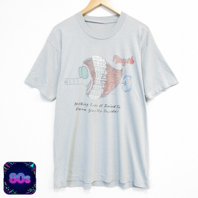 80s 半袖Tシャツ イノシシ グレー メンズXL相当 | 古着