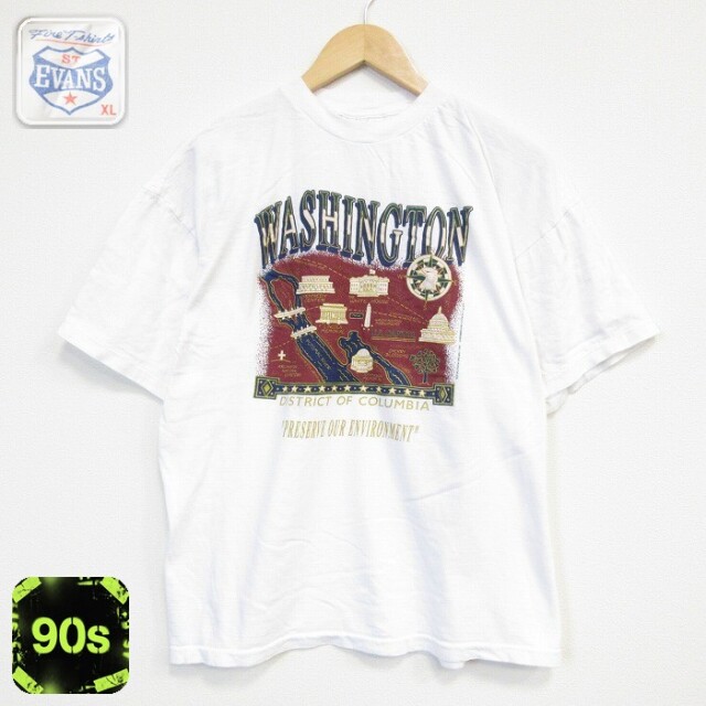 90s 半袖Tシャツ ワシントン ホワイト メンズXL相当 | 古着