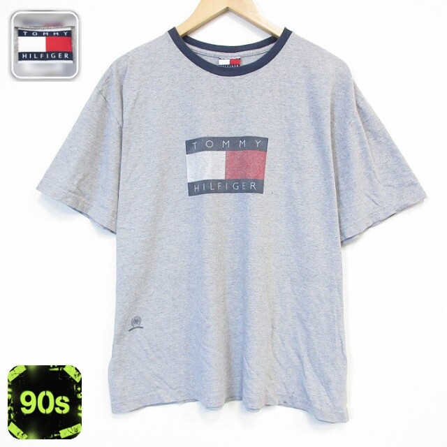 トミーヒルフィガー 90s 半袖Tシャツ ビッグロゴ グレー メンズXL相当 | 古着
