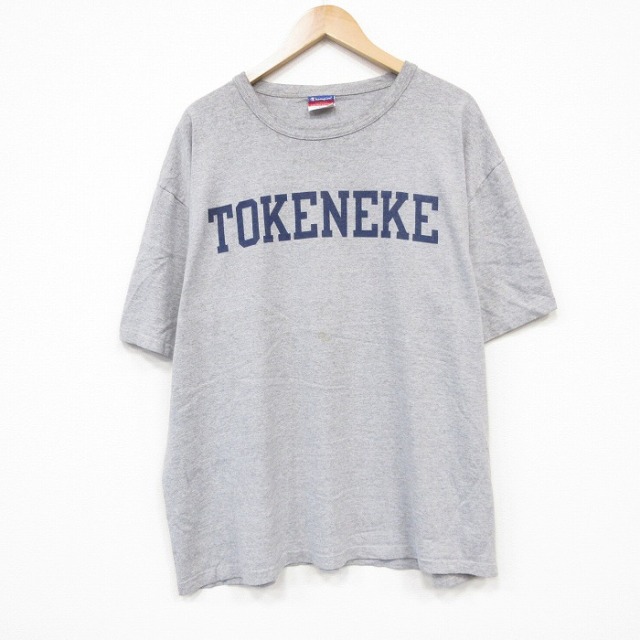 チャンピオン 00s 半袖Tシャツ TOKENEKE 霜降りグレー メンズXL相当 | 古着