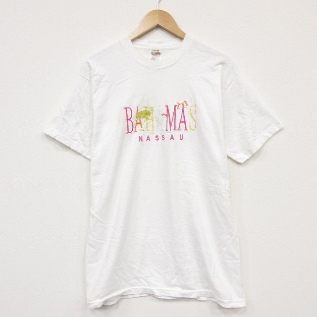 フルーツオブザルーム 90s 半袖Tシャツ バハマ刺繍 ホワイト メンズL相当 | 古着