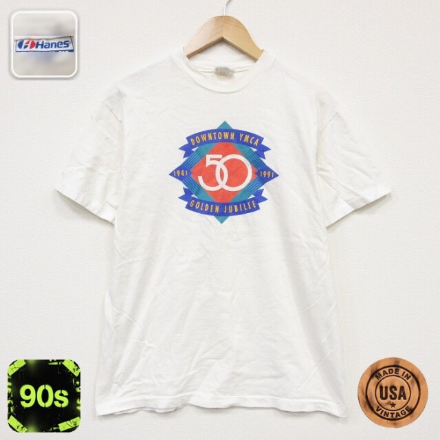 ヘインズ 90s 半袖Tシャツ YMCA ホワイト メンズM相当 | 古着