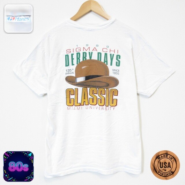 ヘインズ 80s 半袖Tシャツ ハット ホワイト メンズXL相当 | 古着