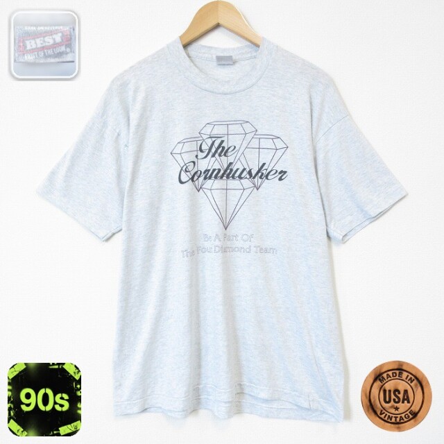 フルーツオブザルーム 90s 半袖Tシャツ ダイヤモンド グレー メンズXL相当 | 古着