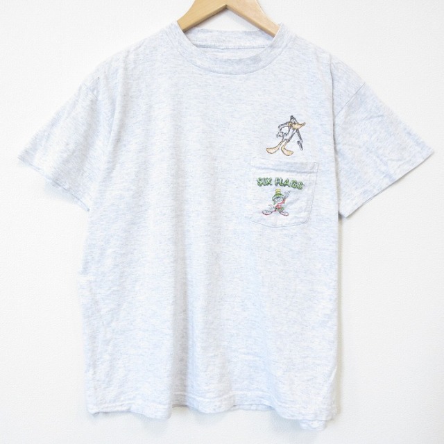 90s 半袖Tシャツ ルーニーテューンズマービンザマーシャン グレー メンズXL相当 | 古着