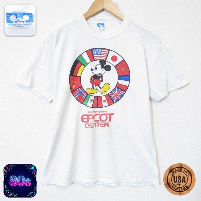 ディズニー 80s 半袖Tシャツ ミッキー ホワイト メンズM相当 | 古着