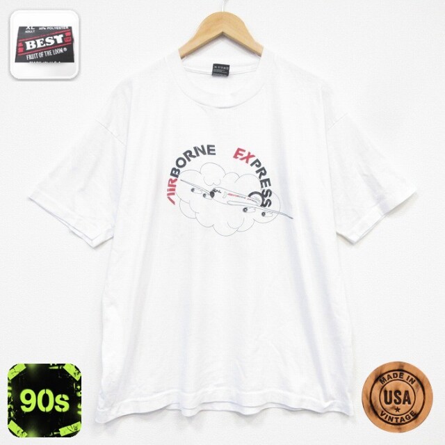 フルーツオブザルーム 90s 半袖Tシャツ エアボーン ホワイト メンズXL相当 | 古着