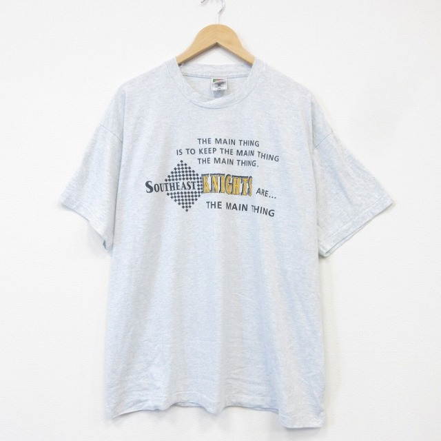 フルーツオブザルーム 90s 半袖Tシャツ メッセージ グレー メンズXL相当 | 古着