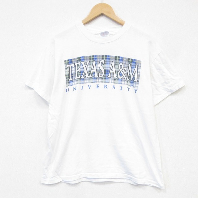 ヘインズ 90s 半袖Tシャツ テキサスA&Mカレッジ ホワイト メンズL相当 | 古着
