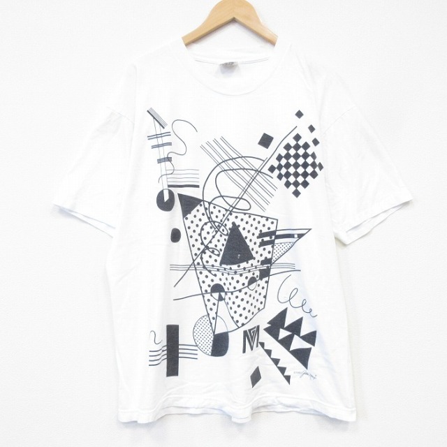 XL★古着 半袖 ビンテージ Tシャツ メンズ 90年代 90s 大きいサイズ コットン クルーネック USA製 ホワイト【spe】 26jul17