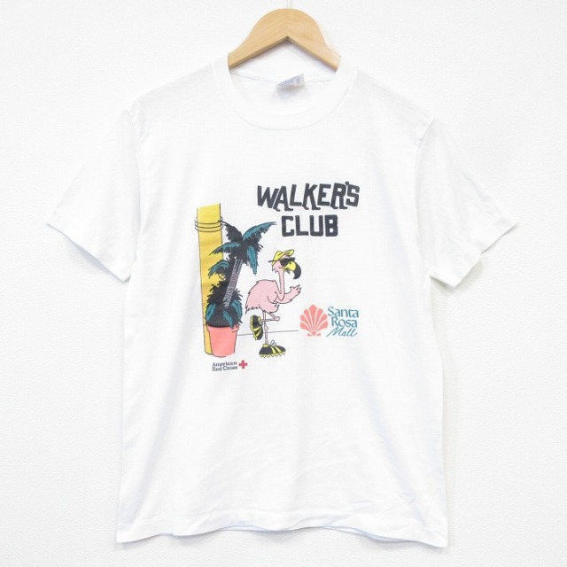 80s 半袖Tシャツ フラミンゴ ホワイト メンズM相当 | 古着