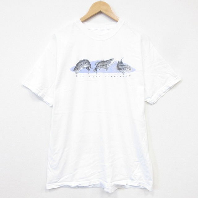 90s 半袖Tシャツ 魚 ホワイト メンズXL相当 | 古着