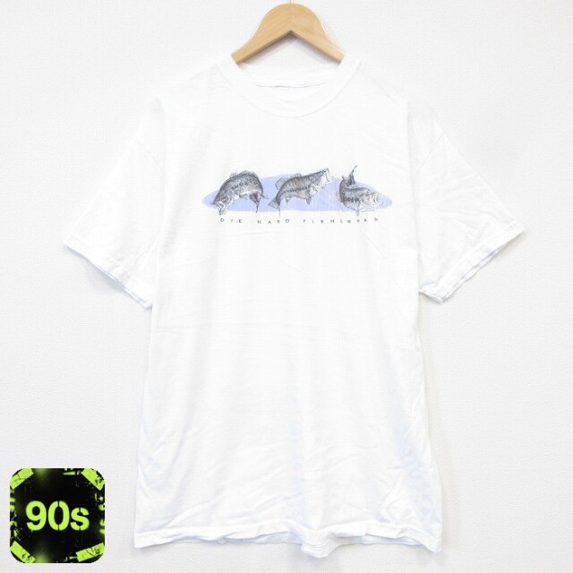 90s 半袖Tシャツ 魚 ホワイト メンズXL相当 | 古着