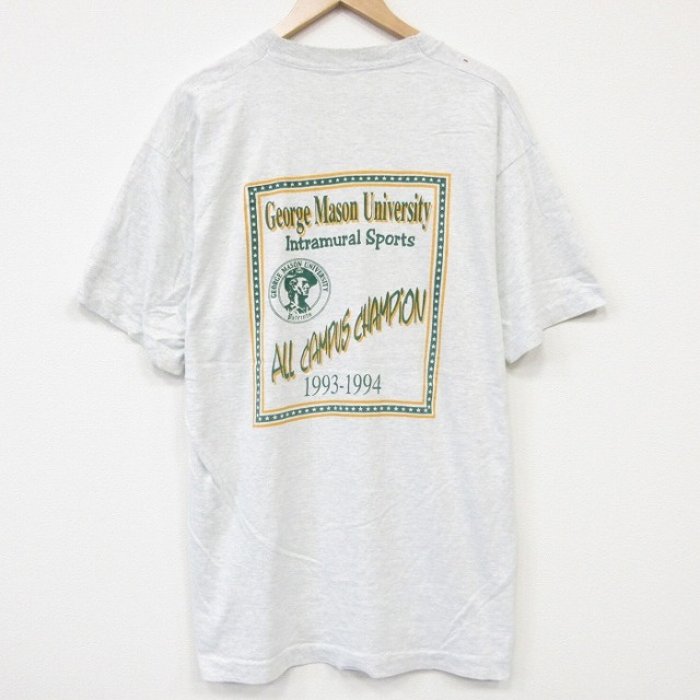 フルーツオブザルーム 90s 半袖Tシャツ ジョージメイソンカレッジ グレー メンズXL相当 | 古着