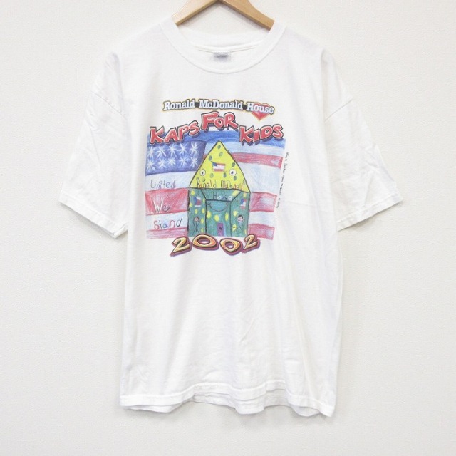 XL★古着 半袖 ビンテージ Tシャツ メンズ 00年代 00s KAPS 企業広告 大きいサイズ コットン クルーネック ホワイト 26jul21
