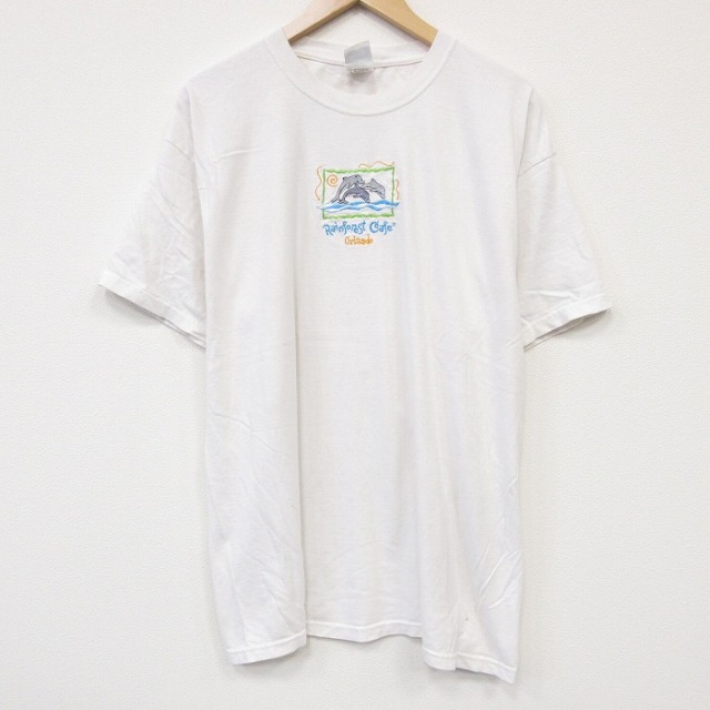 半袖Tシャツ イルカ刺繍 ホワイト メンズXL相当 | 古着